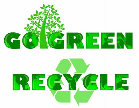 Go Green and Recycle Logo with World Map Illustration Stock Photo - Budget Royalty-Free & Subscription, Code: 400-04321534