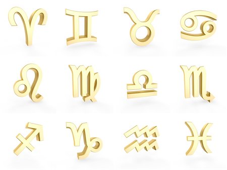 simsearch:400-04840529,k - 12 golden zodiac symbols on white background Stock Photo - Budget Royalty-Free & Subscription, Code: 400-04321584