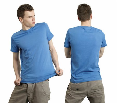 sumners (artist) - Young male with blank blue t-shirt, front and back. Ready for your design or logo. Photographie de stock - Aubaine LD & Abonnement, Code: 400-04321677