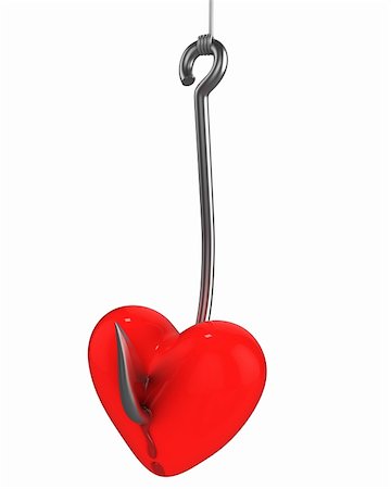 simsearch:400-07033947,k - Red heart on a fishing hook isolated on white background Foto de stock - Super Valor sin royalties y Suscripción, Código: 400-04321727
