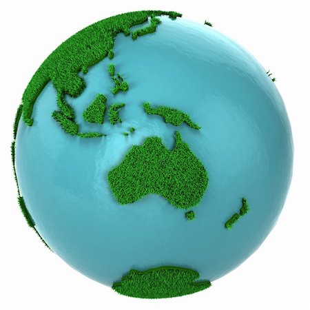 Globe of grass and water, Australia part, isolated on white background Stock Photo - Budget Royalty-Free & Subscription, Code: 400-04321737