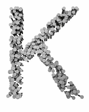 simsearch:6109-08538367,k - Alphabet made from hammered nails isolated on white background Foto de stock - Super Valor sin royalties y Suscripción, Código: 400-04321745