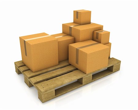 simsearch:400-04407352,k - Stack of different sized carton boxes on wooden pallet isolated on white background Photographie de stock - Aubaine LD & Abonnement, Code: 400-04321749