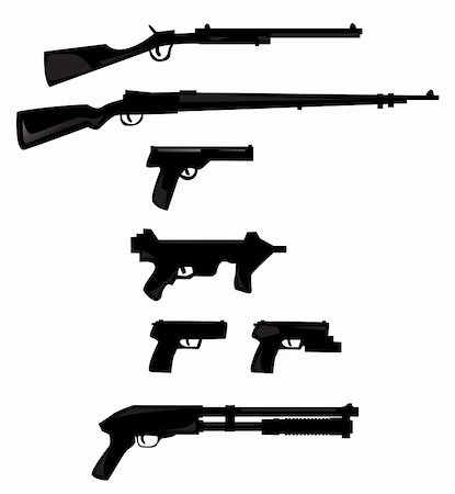 police rifle - vector collection of weapon silhouettes Stock Photo - Budget Royalty-Free & Subscription, Code: 400-04321783