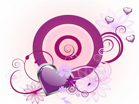 simsearch:400-04745515,k - vector 10 eps illustration of purple heart on a colorful floral background Foto de stock - Super Valor sin royalties y Suscripción, Código: 400-04321813