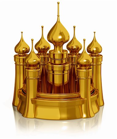 polish castle - Golden castle isolated on white background. 3d render Stock Photo - Budget Royalty-Free & Subscription, Code: 400-04321983