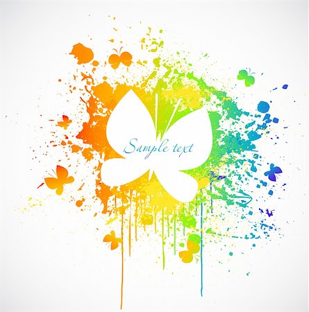 emaria (artist) - illustration with colorful butterfly paint stain. Vector Fotografie stock - Microstock e Abbonamento, Codice: 400-04322003