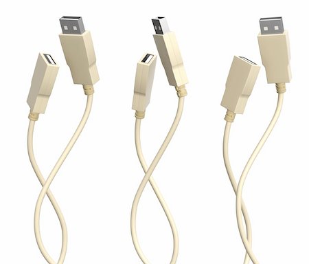 simsearch:400-04185150,k - Collection - two USB cables. Isolated over white Stock Photo - Budget Royalty-Free & Subscription, Code: 400-04322031