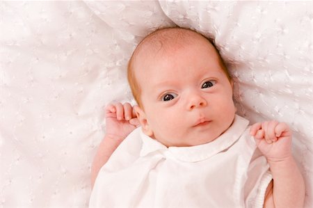 Baby girl in the age of one months isolated on white Stock Photo - Budget Royalty-Free & Subscription, Code: 400-04322340