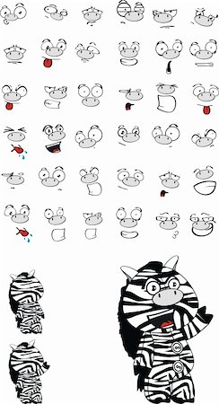 zebra cartoon set in vector format very easy to edit Stock Photo - Budget Royalty-Free & Subscription, Code: 400-04322583