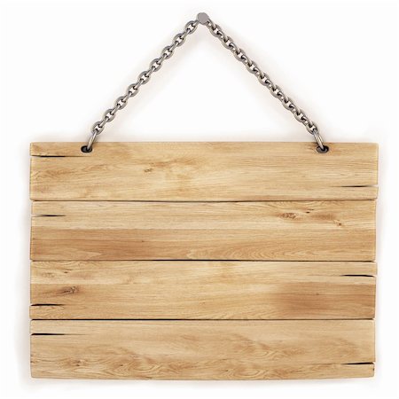 blank wooden sign hanging on a chain. isolated on white. with clipping path. Stock Photo - Budget Royalty-Free & Subscription, Code: 400-04322678