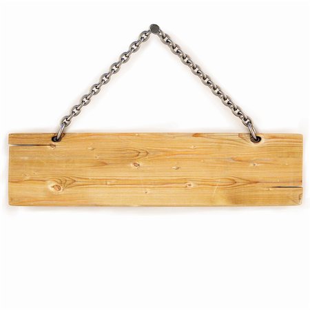 blank wooden sign hanging on a chain. isolated on white. with clipping path. Stock Photo - Budget Royalty-Free & Subscription, Code: 400-04322679