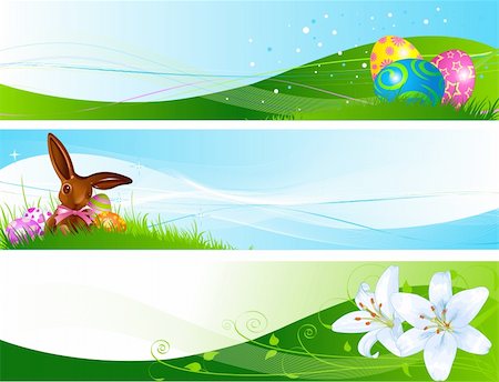 easter lily background - Illustrated set of three different Easter banners Stock Photo - Budget Royalty-Free & Subscription, Code: 400-04322726