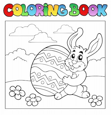 rabbit illustration - Coloring book with Easter theme 1 - vector illustration. Stock Photo - Budget Royalty-Free & Subscription, Code: 400-04322829