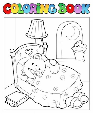 Coloring book with teddy bear 1 - vector illustration. Stock Photo - Budget Royalty-Free & Subscription, Code: 400-04322837
