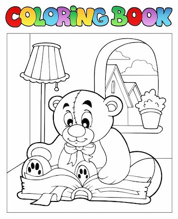 simsearch:400-04322837,k - Coloring book with teddy bear 2 - vector illustration. Stockbilder - Microstock & Abonnement, Bildnummer: 400-04322838