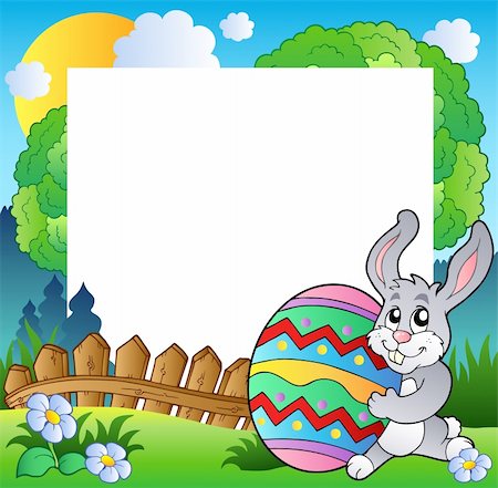 simsearch:400-04343827,k - Easter frame with bunny holding egg - vector illustration. Stock Photo - Budget Royalty-Free & Subscription, Code: 400-04322842
