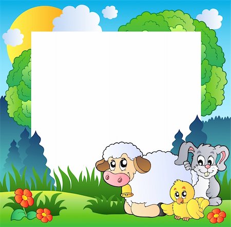 simsearch:400-04628759,k - Spring frame with various animals - vector illustration. Foto de stock - Super Valor sin royalties y Suscripción, Código: 400-04322865