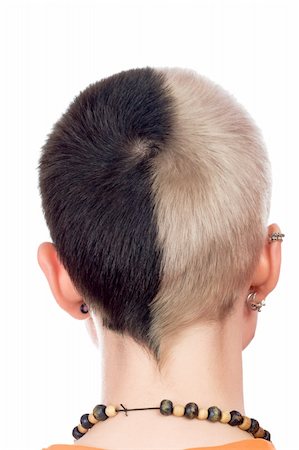 back of the head of teenager punk isolated on white Stockbilder - Microstock & Abonnement, Bildnummer: 400-04323312