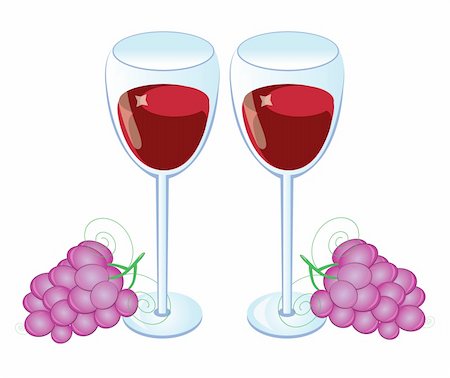 purple drink pouring - Red wine glass with Grapes.Vector illustration on white background Stock Photo - Budget Royalty-Free & Subscription, Code: 400-04323590