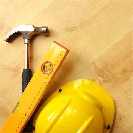 empty building interior - construction concept with hard hat working tools and copyspace Photographie de stock - Aubaine LD & Abonnement, Code: 400-04323753