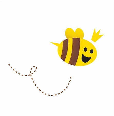 queen bee - Happy queen bee. Vector cartoon Illustration Stock Photo - Budget Royalty-Free & Subscription, Code: 400-04323804
