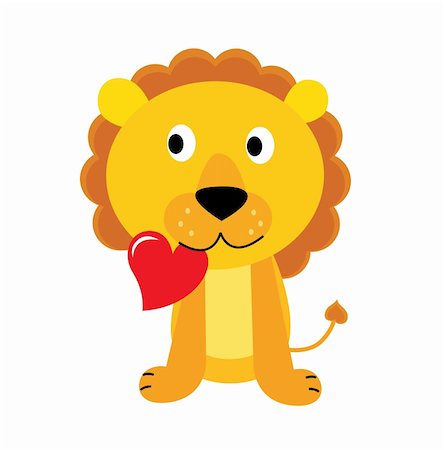 simsearch:400-04087244,k - Happy lion with red heart. Vector Illustration. Stock Photo - Budget Royalty-Free & Subscription, Code: 400-04323807