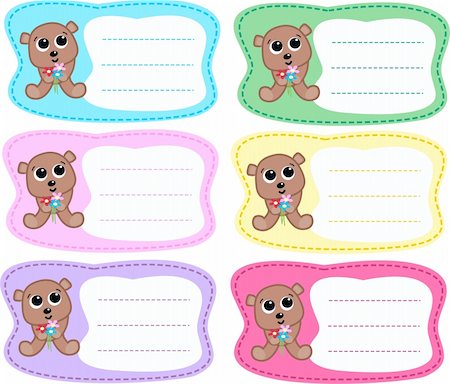 simsearch:400-05364042,k - six book plates with a cute little bear Stock Photo - Budget Royalty-Free & Subscription, Code: 400-04323866