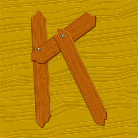 simsearch:400-08073944,k - The stylized wooden letter. Vector illustration. Stock Photo - Budget Royalty-Free & Subscription, Code: 400-04323894