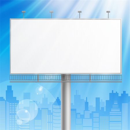 simsearch:400-03962263,k - Blank, realistic vector advertising construction on blue sky background Fotografie stock - Microstock e Abbonamento, Codice: 400-04323976