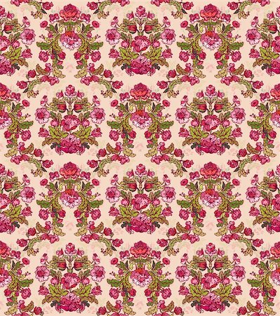 rose vector - Seamless Damask floral background pattern with flowers. Vector illustration. Foto de stock - Super Valor sin royalties y Suscripción, Código: 400-04323987