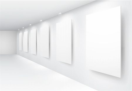 simsearch:400-07176660,k - Gallery Interior with empty frames on wall Foto de stock - Super Valor sin royalties y Suscripción, Código: 400-04323982