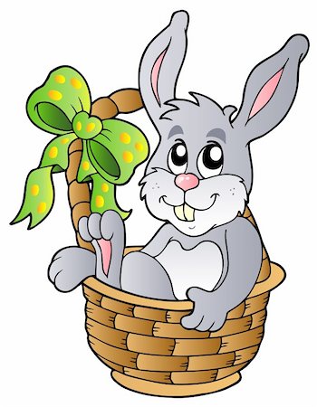 simsearch:400-04399049,k - Easter bunny in basket - vector illustration. Foto de stock - Royalty-Free Super Valor e Assinatura, Número: 400-04334547