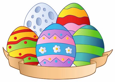 simsearch:400-04268513,k - Easter eggs with banner - vector illustration. Foto de stock - Super Valor sin royalties y Suscripción, Código: 400-04334548