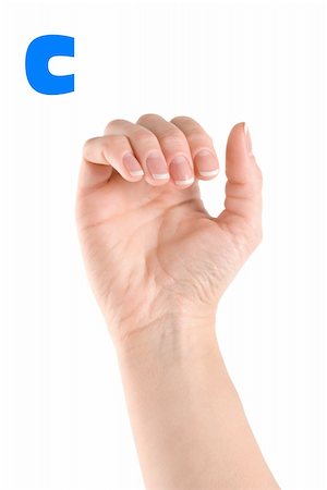 simsearch:400-04393963,k - Finger Spelling the Alphabet in American Sign Language (ASL). The Letter C. Photographie de stock - Aubaine LD & Abonnement, Code: 400-04334726