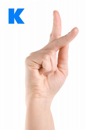 simsearch:614-03818581,k - Finger Spelling the Alphabet in American Sign Language (ASL). The Letter K. Photographie de stock - Aubaine LD & Abonnement, Code: 400-04334765