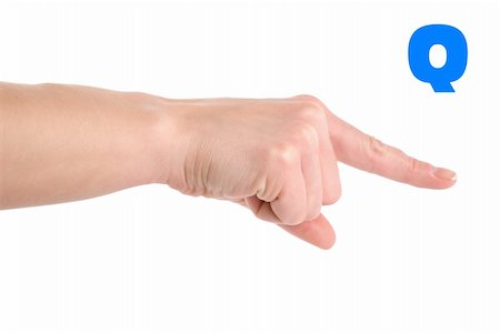 Finger Spelling the Alphabet in American Sign Language (ASL). The Letter Q. Foto de stock - Super Valor sin royalties y Suscripción, Código: 400-04334769