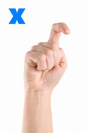 simsearch:400-04393963,k - Finger Spelling the Alphabet in American Sign Language (ASL). The Letter X Photographie de stock - Aubaine LD & Abonnement, Code: 400-04334770
