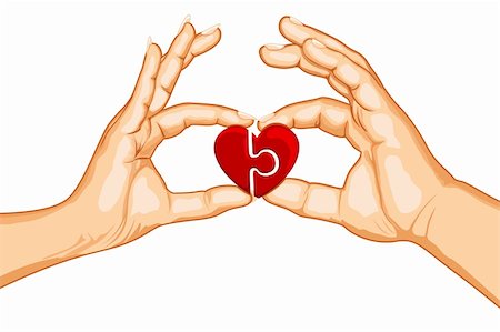 simsearch:400-04334934,k - illustration of male and female handing joining puzzle pieces of heart on isolated background Stock Photo - Budget Royalty-Free & Subscription, Code: 400-04334934