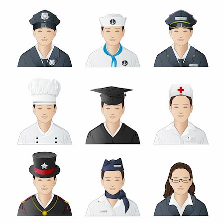 female sailors - illustration of set of icon of woman in different professions on isolated background Stock Photo - Budget Royalty-Free & Subscription, Code: 400-04334949