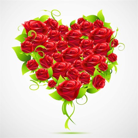 simsearch:400-04783578,k - illustration of valentine card with heart made of roses on abstract background Stockbilder - Microstock & Abonnement, Bildnummer: 400-04334979