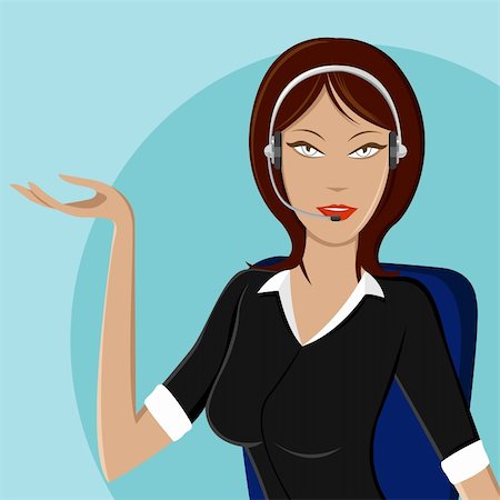 simsearch:400-08293929,k - illustration of lady talking on headphone in call center Stock Photo - Budget Royalty-Free & Subscription, Code: 400-04334973