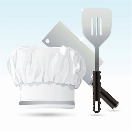 simsearch:400-04116514,k - illustration of chef hat with cooking knife and spatula Stockbilder - Microstock & Abonnement, Bildnummer: 400-04334982