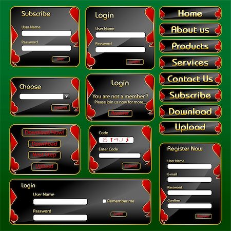 simsearch:400-04865256,k - illustration of set of web form templates with casino concept Stock Photo - Budget Royalty-Free & Subscription, Code: 400-04335001