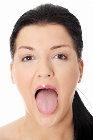 Portrait of beautiful woman who puts tongue out Foto de stock - Super Valor sin royalties y Suscripción, Código: 400-04335064