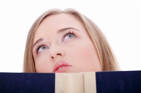 simsearch:400-04635813,k - Girl reading a book, isolated on white background Stock Photo - Budget Royalty-Free & Subscription, Code: 400-04335114