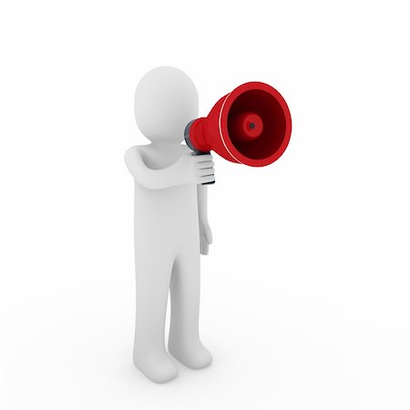 3d human megaphone white red loud voice talk Stock Photo - Budget Royalty-Free & Subscription, Code: 400-04335200