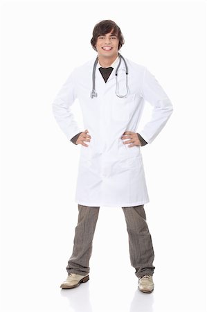 Handsome, happy young doctor isolated on white background Stock Photo - Budget Royalty-Free & Subscription, Code: 400-04335233