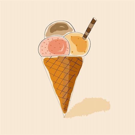 strawberry vanilla chocolate ice cream - Vector picture with ice cream cone Stock Photo - Budget Royalty-Free & Subscription, Code: 400-04335267