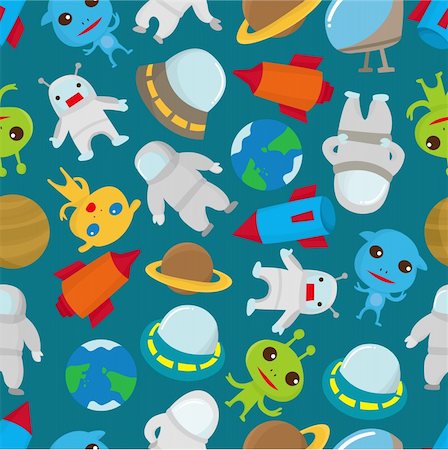 spaceships - seamless space pattern Stock Photo - Budget Royalty-Free & Subscription, Code: 400-04335409